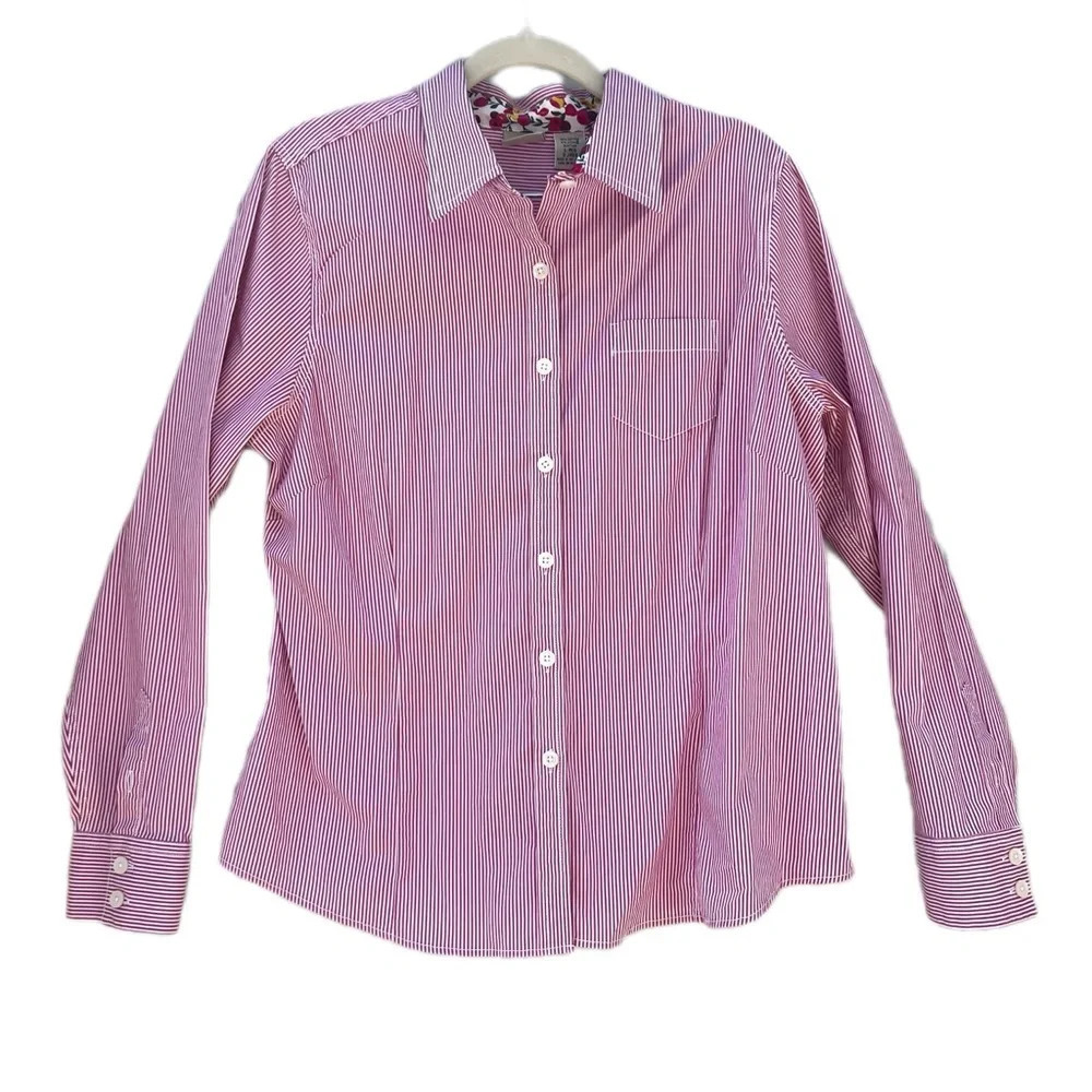 L.L. Bean Women’s Pink Striped Button Down Size Large